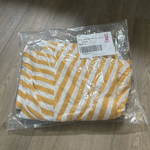 NWT! Anthropologie Yellow/White Striped Celandine Midi Wrap Skirt - Small 🏀 - Picture 5 of 6